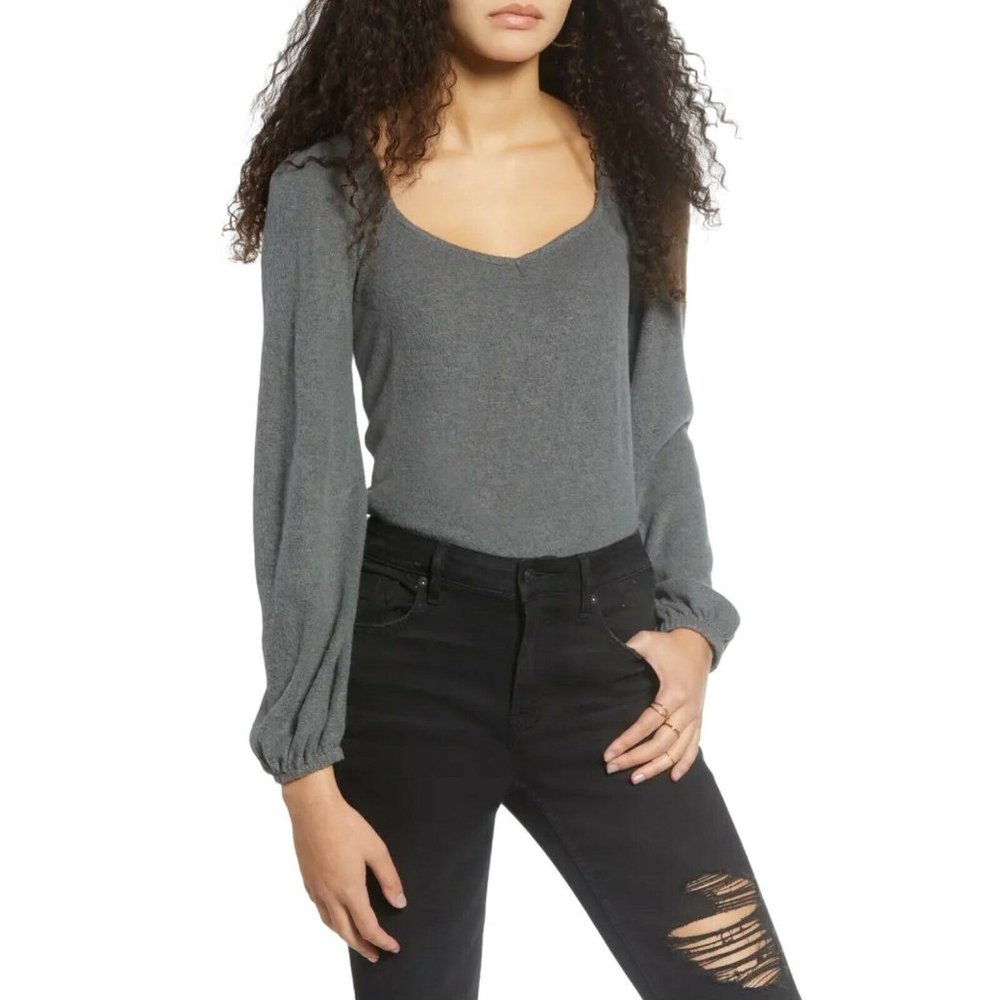 PST Los Angeles Women Medium Gray Long Sleeve Scoo